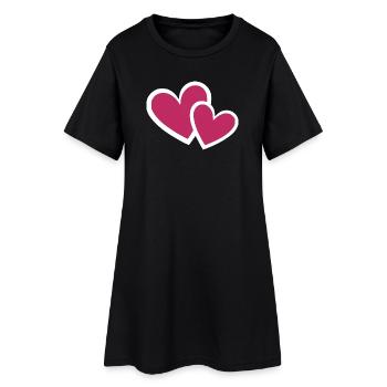 Cœur rouge pour la Saint-Valentin - Robe T-shirt Femme - noir - Devant