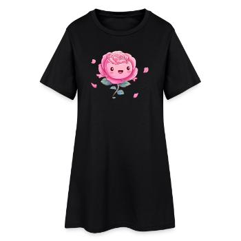 Dessin animé rose câlin - Robe T-shirt Femme - noir - Devant
