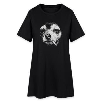 Humour du mème drôle de chihuahua qui fume - Robe T-shirt Femme - noir - Devant