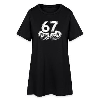 Six Seven Gen Z - Frauen T-Shirt-Kleid - Schwarz - Vorne