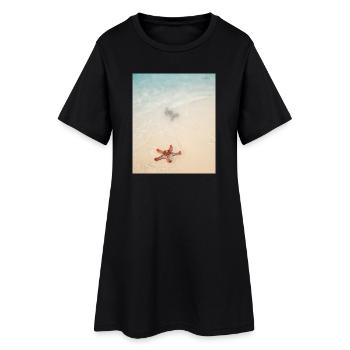 Liebe am Strand und Seesterne - Frauen T-Shirt-Kleid - Schwarz - Vorne