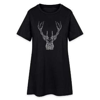 Tech Deer – Geometrischer Hirsch in Weiß - Frauen T-Shirt-Kleid - Schwarz - Vorne