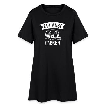 Zuhause ist da wo wir parken - Frauen T-Shirt-Kleid - Schwarz - Vorne