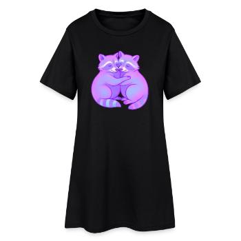 Duo de ratons laveurs câlins néon - Robe T-shirt Femme - noir - Devant