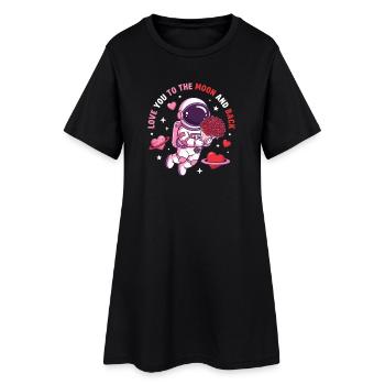 Je t’aime jusqu’à la Lune et retour, astronaute Valentine - Robe T-shirt Femme - noir - Devant