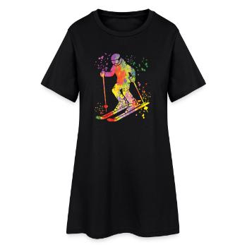 Ski alpin Sports d’hiver Ski nordique - Robe T-shirt Femme - noir - Devant