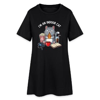 Chat d’intérieur - Drôle de gamer de chats et design de pizza - Robe T-shirt Femme - noir - Devant