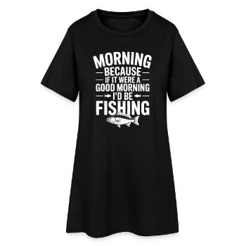 Citation de pêche matinale Tee - Robe T-shirt Femme - noir - Devant