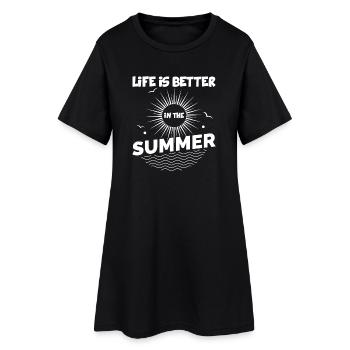 La vie est meilleure en été - Robe T-shirt Femme - noir - Devant