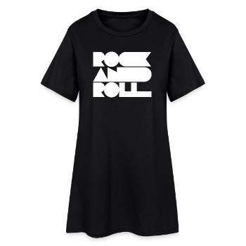 Rock and Roll Geometric Bold Cool Typography - Women’s T-Shirt Dress - black - Front