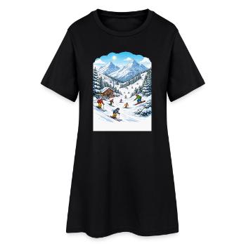 Ski de montagne d’aventure Sports d’hiver - Robe T-shirt Femme - noir - Devant