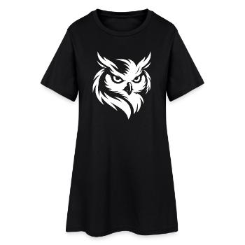 Hibou - Art de lignes de faune mystique Design de la nature - Robe T-shirt Femme - noir - Devant