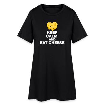 RESTE CALME ET MANGE DU FROMAGE, UN CADEAU 🧀 DE JUNKIE AU FROMAGE - Robe T-shirt Femme - noir - Devant