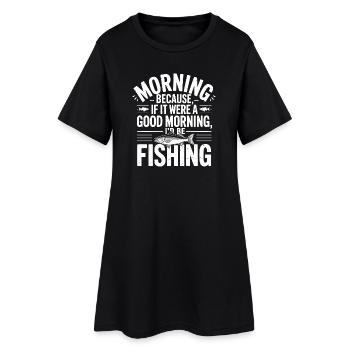 Morgenfisch-Zitat-Abschlag - Frauen T-Shirt-Kleid - Schwarz - Vorne