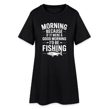 Illustration de citation de pêche matinale - Robe T-shirt Femme - noir - Devant