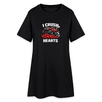 Valentinstag Ich zerdrücke Herzen Piratenkapitän - Frauen T-Shirt-Kleid - Schwarz - Vorne