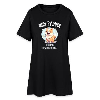 Shiba Humor Dog Pyjamas - Frauen T-Shirt-Kleid - Schwarz - Vorne