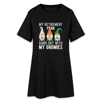 Garden Gnome Costume My Plan Hang Out With Gnomies - Frauen T-Shirt-Kleid - Schwarz - Vorne