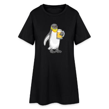 Pinguin Bier - Frauen T-Shirt-Kleid - Schwarz - Vorne