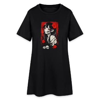 Fille gothique inquiétante d’anime d’horreur japonaise - Robe T-shirt Femme - noir - Devant