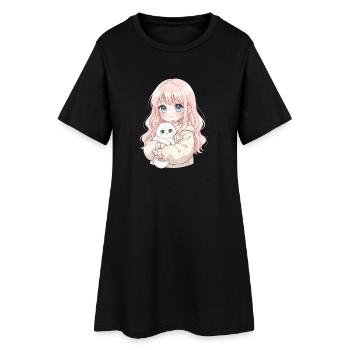 Anime Girl Cat Japan Kawaii Cat Lover - Robe T-shirt Femme - noir - Devant