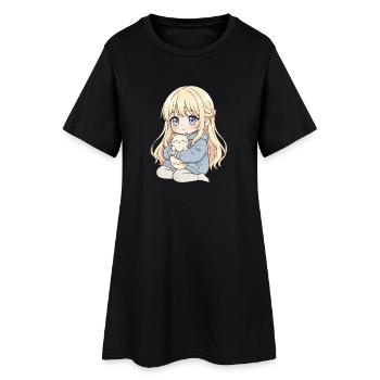 Anime Girl Cat Japan Kawaii Cat Lover - Robe T-shirt Femme - noir - Devant