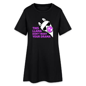 This Llama Don't Want Your Drama Kaugummiblase - Frauen T-Shirt-Kleid - Schwarz - Vorne