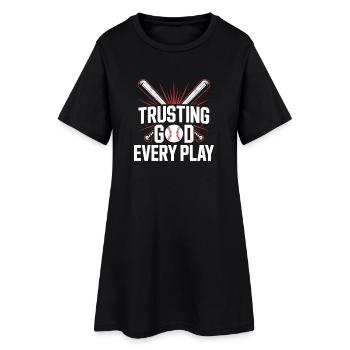 Christian Baseball Player Bible Faith Jesus Christ - Women’s T-Shirt Dress - black - Front