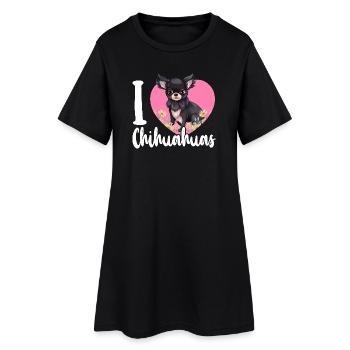 Chihuahua Chihuahua Cœur que j’aime - Robe T-shirt Femme - noir - Devant