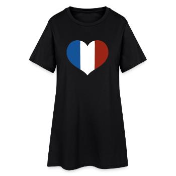 French Flag Heart - Women’s T-Shirt Dress - black - Front