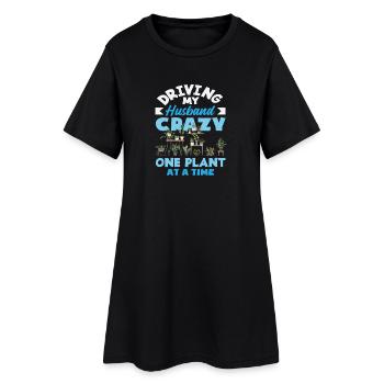 Driving My Husband Crazy Pflanzenliebhaber - Frauen T-Shirt-Kleid - Schwarz - Vorne