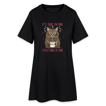 Ça va, je vais bien de l’humour de chat au café - Robe T-shirt Femme - noir - Devant