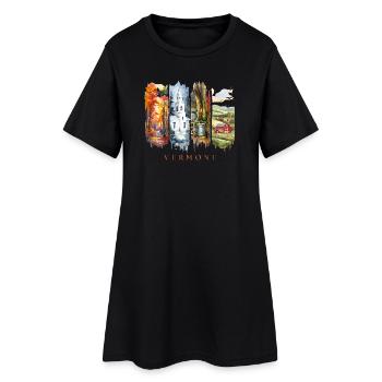 Voyage dans le Vermont – Feuillage d’automne et vie à la ferme - Robe T-shirt Femme - noir - Devant