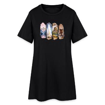 Wyoming USA Reise – Natur, Abenteuer, Yellowstone - Frauen T-Shirt-Kleid - Schwarz - Vorne