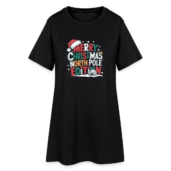 Merry Christmas North Pole Edition Funnier - Women’s T-Shirt Dress - black - Front