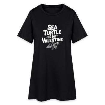 Meeresschildkröte ist mein Valentin - Frauen T-Shirt-Kleid - Schwarz - Vorne