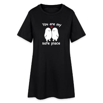 Du bist mein sicherer Ort – ein einfaches Liebesgeschenk - Frauen T-Shirt-Kleid - Schwarz - Vorne