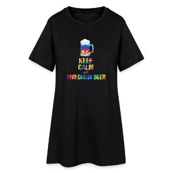 Keep  Calm and drink beer Tie-Dye - Frauen T-Shirt-Kleid - Schwarz - Vorne