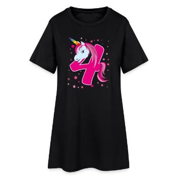 Licorne, 4 ans, 4e anniversaire, enfant - Robe T-shirt Femme - noir - Devant