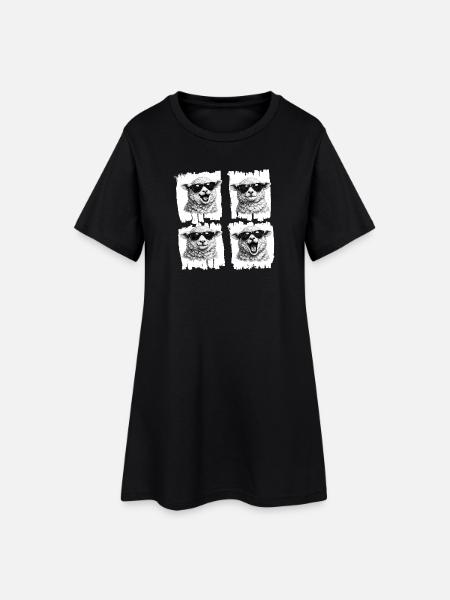 Schaf Sonnenbrillen Quartet - Frauen T-Shirt-Kleid - Schwarz