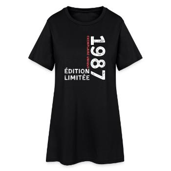 1987 vintage typographic style - Women’s T-Shirt Dress - black - Front