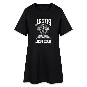 Jésus t’aime, croyant catholique chrétien - Robe T-shirt Femme - noir - Devant