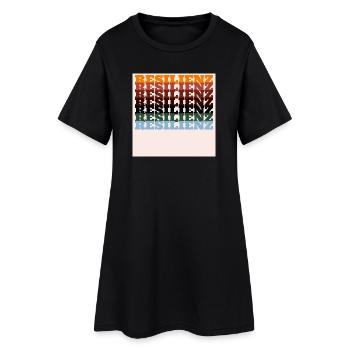 Resilienz farbiger Print Typografie - Frauen T-Shirt-Kleid - Schwarz - Vorne