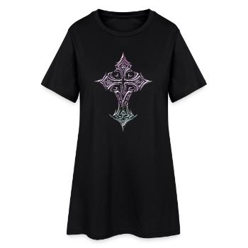 Croix ornée pastel - Robe T-shirt Femme - noir - Devant