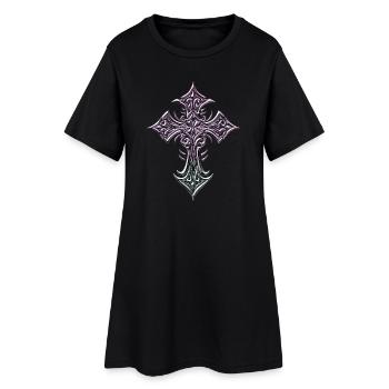 Pastel Filigree Cross - Women’s T-Shirt Dress - black - Front