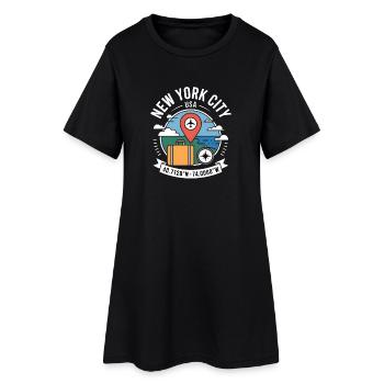 New York City USA 40.7128N 74.0060W - Robe T-shirt Femme - noir - Devant