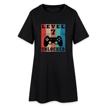 Level 7 freigeschaltet Retro-Controller - Frauen T-Shirt-Kleid - Schwarz - Vorne
