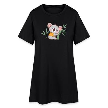 Zen-Koala auf Bambus - Frauen T-Shirt-Kleid - Schwarz - Vorne