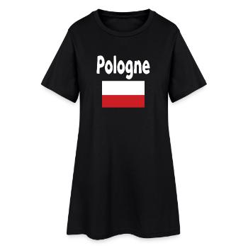 Pologne Typo et Drapeau Rouge - Robe T-shirt Femme - noir - Devant