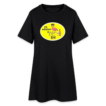 Flamingo Eskaliert Humor - Frauen T-Shirt-Kleid - Schwarz - Vorne
